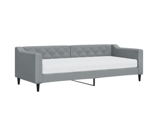 Sofá-cama, sofá conversível com colchão 80x200 cm tecido cinzento-claro