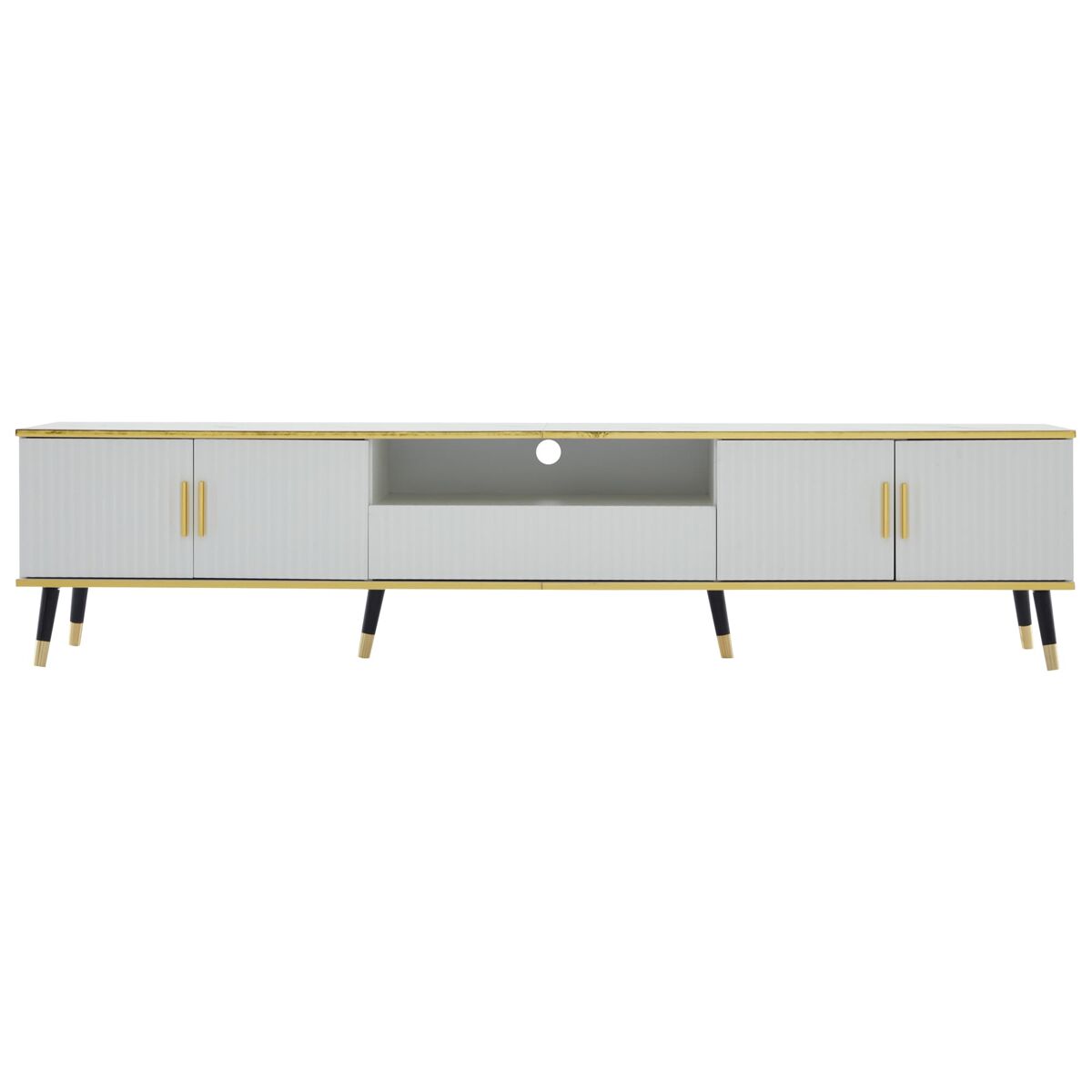 Móvel para tv 200x40x46 cm - madeira, 2 portas, 1 gaveta, para tvs até 90" - branco