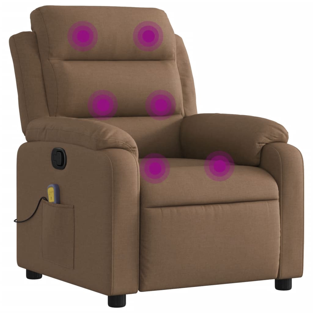 Poltrona de massagens reclinável - poltrona relax tecido castanho
