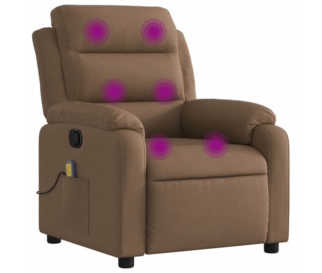 Poltrona de massagens reclinável - poltrona relax tecido castanho