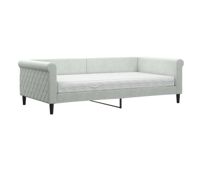 Sofá-cama, sofá conversível com colchão 100x200 cm veludo cinzento-claro
