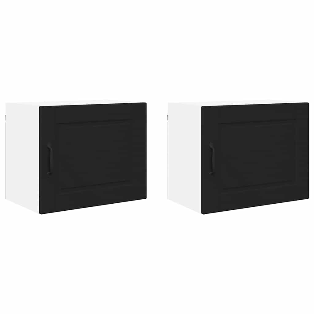 Lote de 2 armários de cozinha suspendidos - cozinha modular colgantes preto 50 x 31 x 40 cm