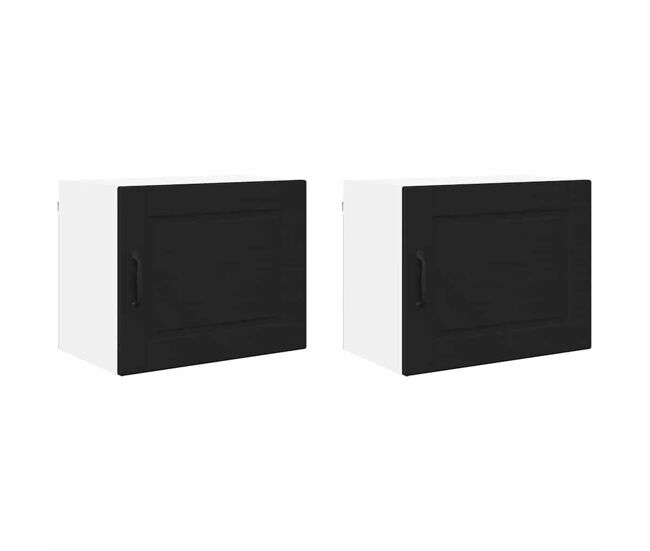 Lote de 2 armários de cozinha suspendidos - cozinha modular colgantes preto 50 x 31 x 40 cm