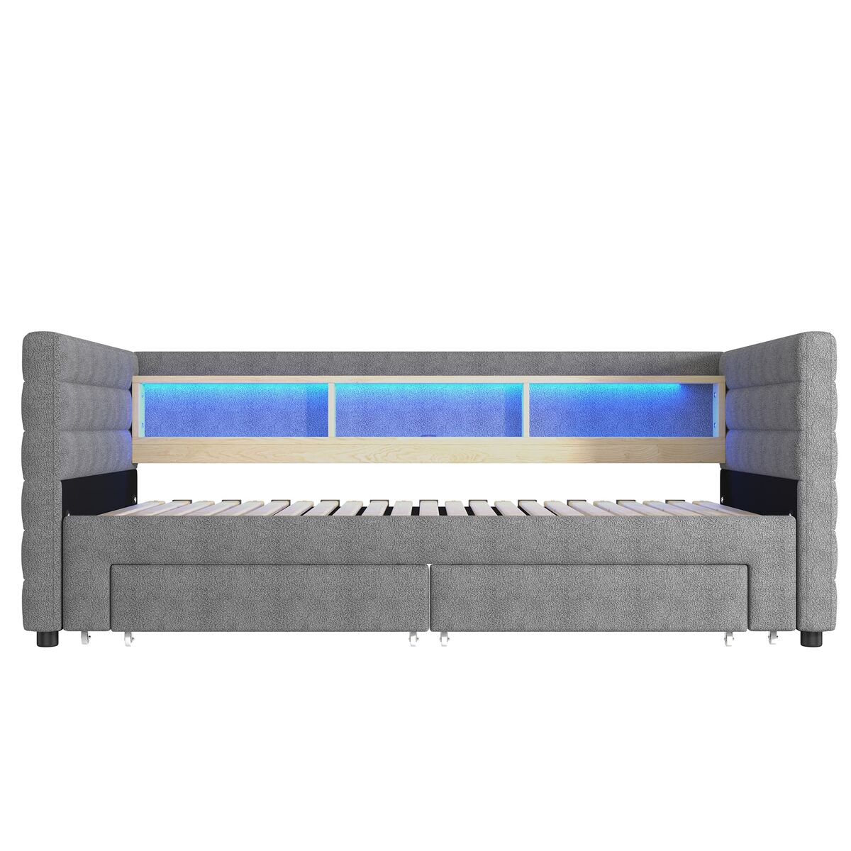 Sofá-cama 90x190 cm - design multifuncional, portas usb e tipo-c, 2 gavetas, arrumação, cinzento
