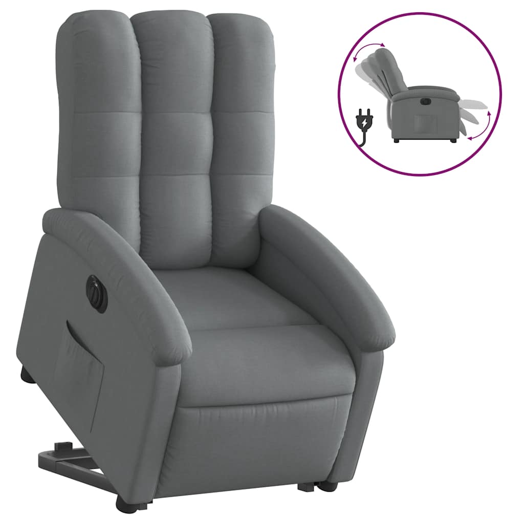 Poltrona reclinável - poltrona relax elétrica tecido cinzento-escuro