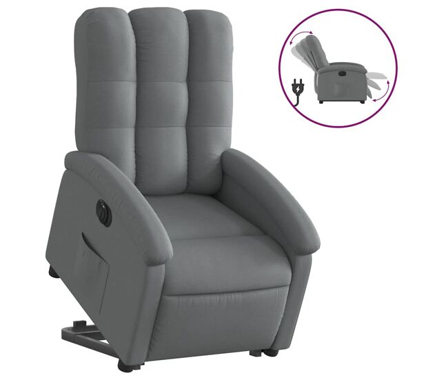 Poltrona reclinável - poltrona relax elétrica tecido cinzento-escuro
