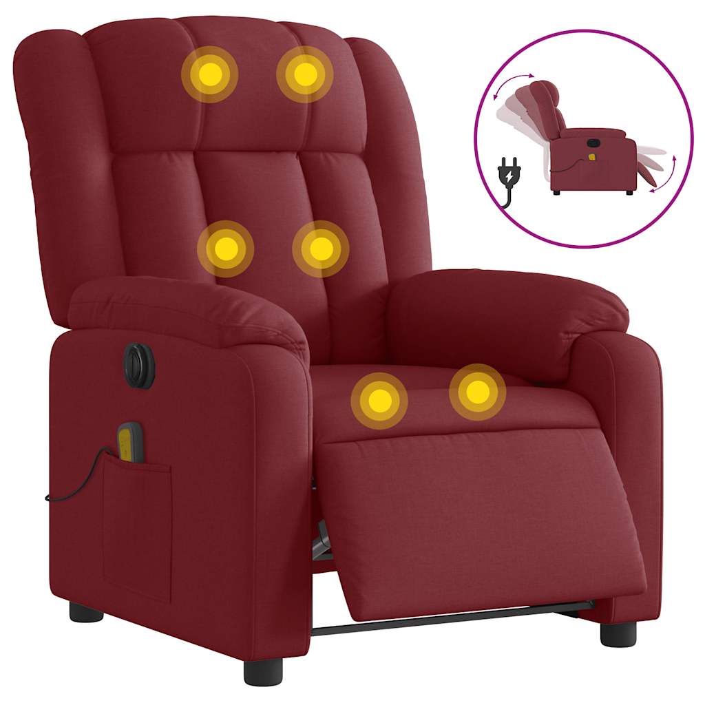 Poltrona reclinável de massagens - poltrona relax elétrica tecido vermelho tinto