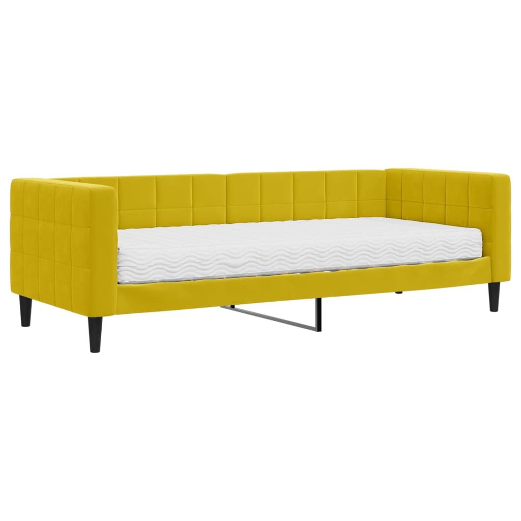 Sofá-cama, sofá conversível com colchão 80x200 cm veludo amarelo