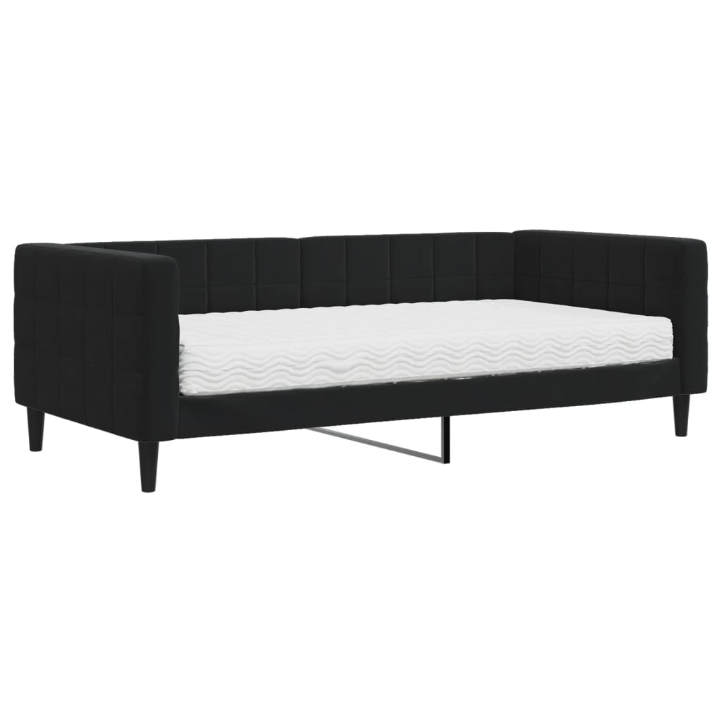 Sofá-cama, sofá conversível com colchão 90x190 cm veludo preto