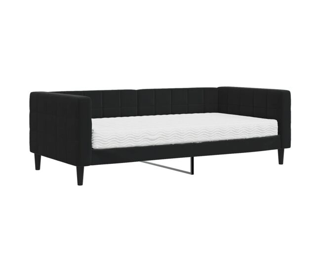 Sofá-cama, sofá conversível com colchão 90x190 cm veludo preto
