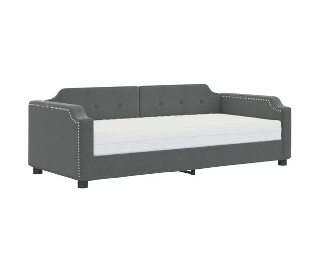 Sofá-cama, sofá conversível com colchão 80x200 cm tecido cinzento-escuro