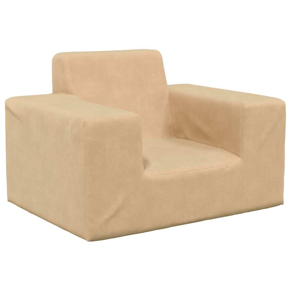 Sofá infantil, sofá para enfant pelúcia macia cor creme
