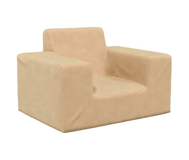 Sofá infantil, sofá para enfant pelúcia macia cor creme