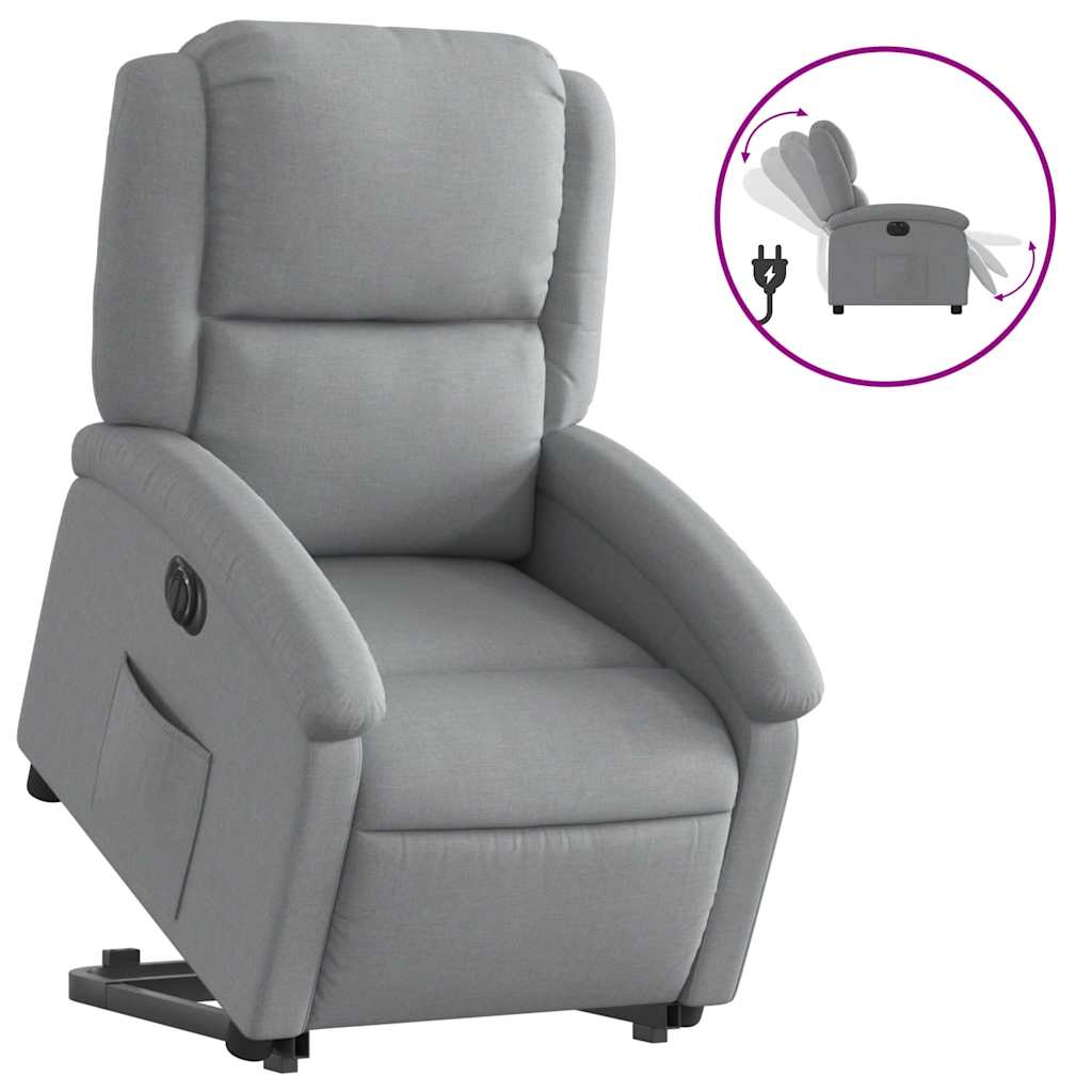 Poltrona reclinável - poltrona relax elétrica tecido cinzento-claro