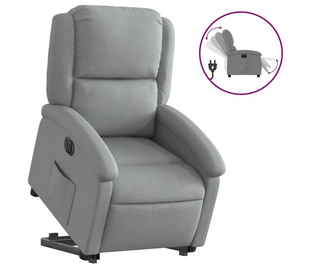 Poltrona reclinável - poltrona relax elétrica tecido cinzento-claro