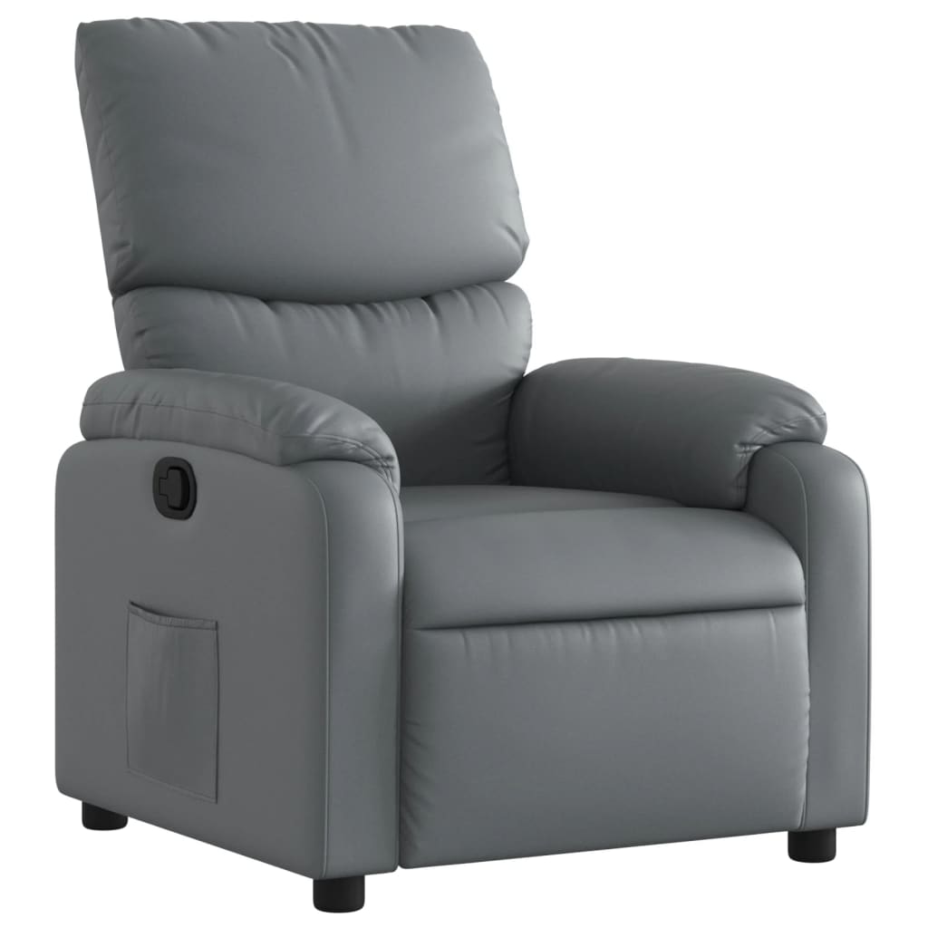 Poltrona reclinável - poltrona relax couro artificial cinzento