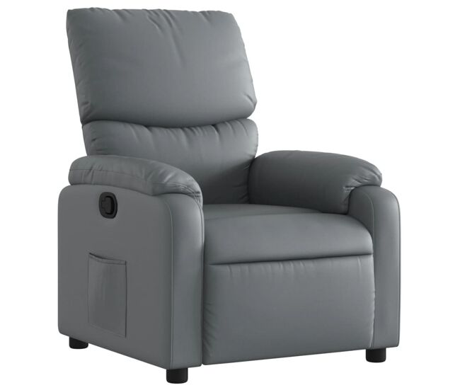 Poltrona reclinável - poltrona relax couro artificial cinzento