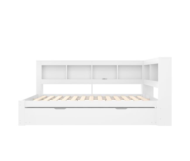 Sofá-cama + 140x200 cm - cama extensível com tomada e 2 portas usb - branco