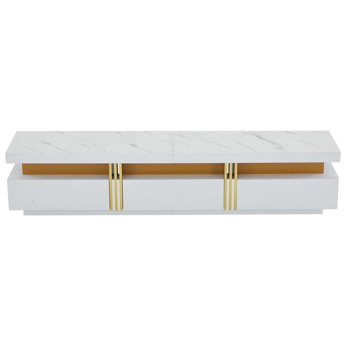Móvel para tv 200x40x42 cm - 3 gavetas, gestão de cabos, para tvs até 90" - branco