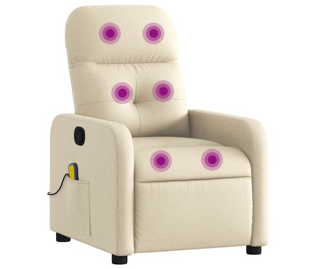 Poltrona de massagens reclinável - poltrona relax tecido cor creme
