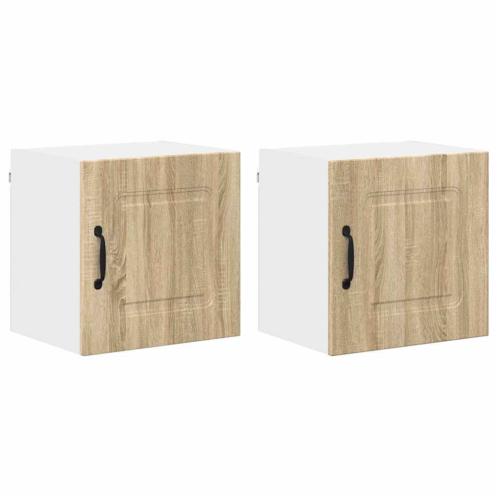 Lote de 2 armários de cozinha suspendidos - cozinha modular colgantes com porta carvalho sonoma