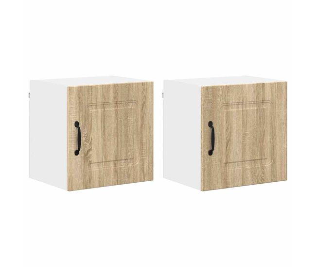 Lote de 2 armários de cozinha suspendidos - cozinha modular colgantes com porta carvalho sonoma