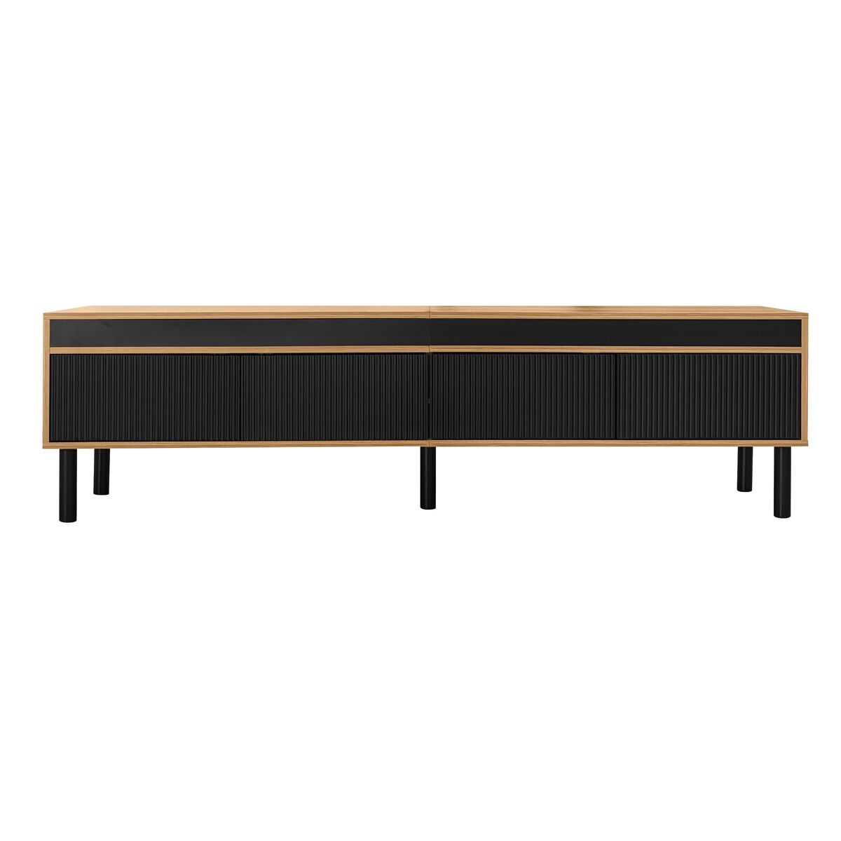 Móvel de tv 170 cm - 4 portas, textura fina - preto