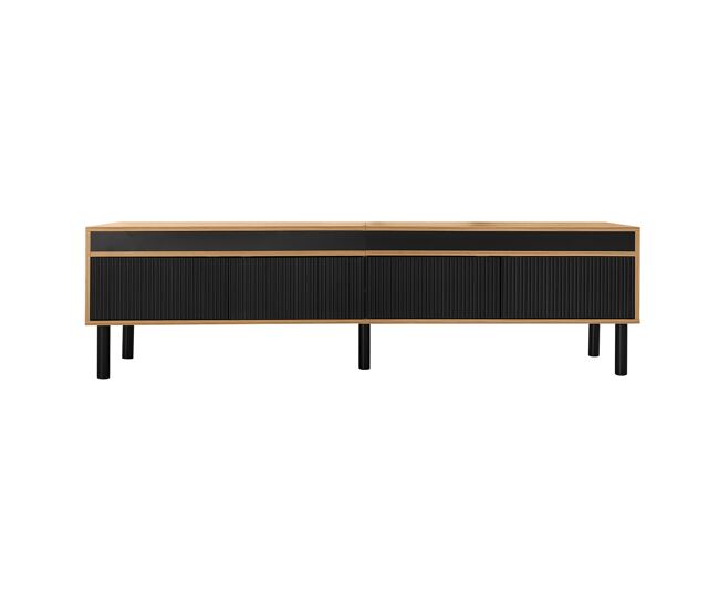 Móvel de tv 170 cm - 4 portas, textura fina - preto