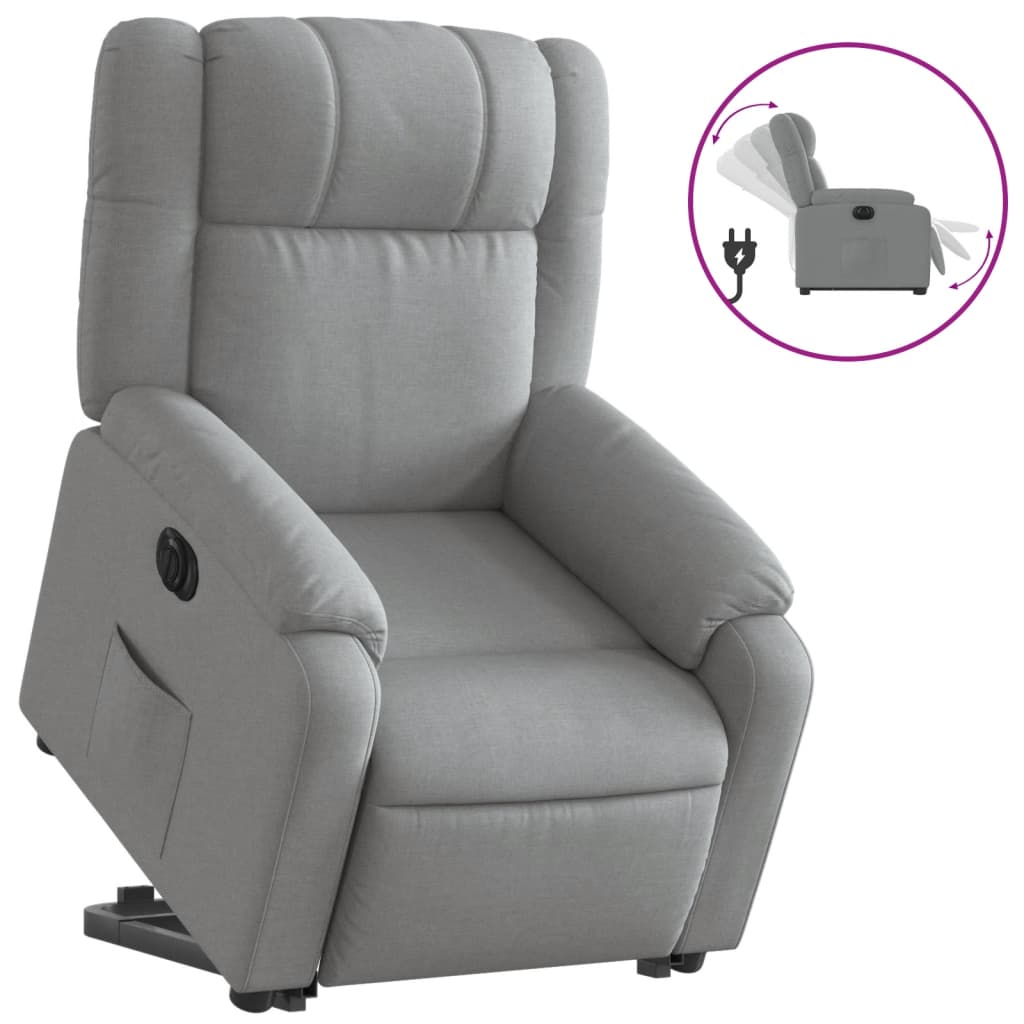Poltrona reclinável - poltrona relax elétrica tecido cinzento-claro