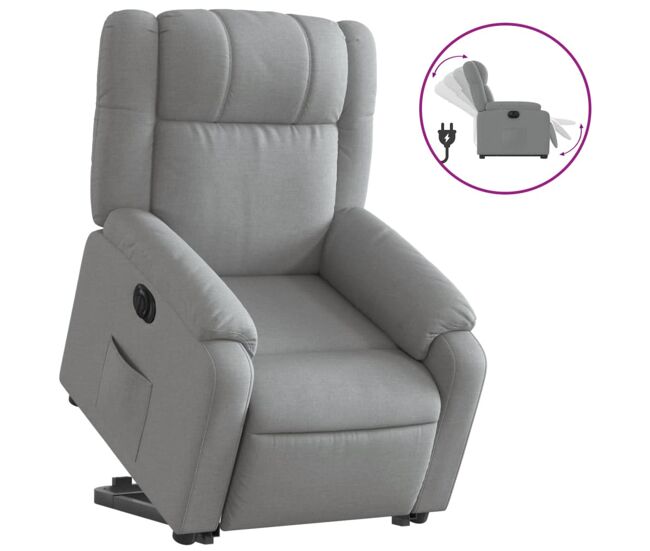 Poltrona reclinável - poltrona relax elétrica tecido cinzento-claro