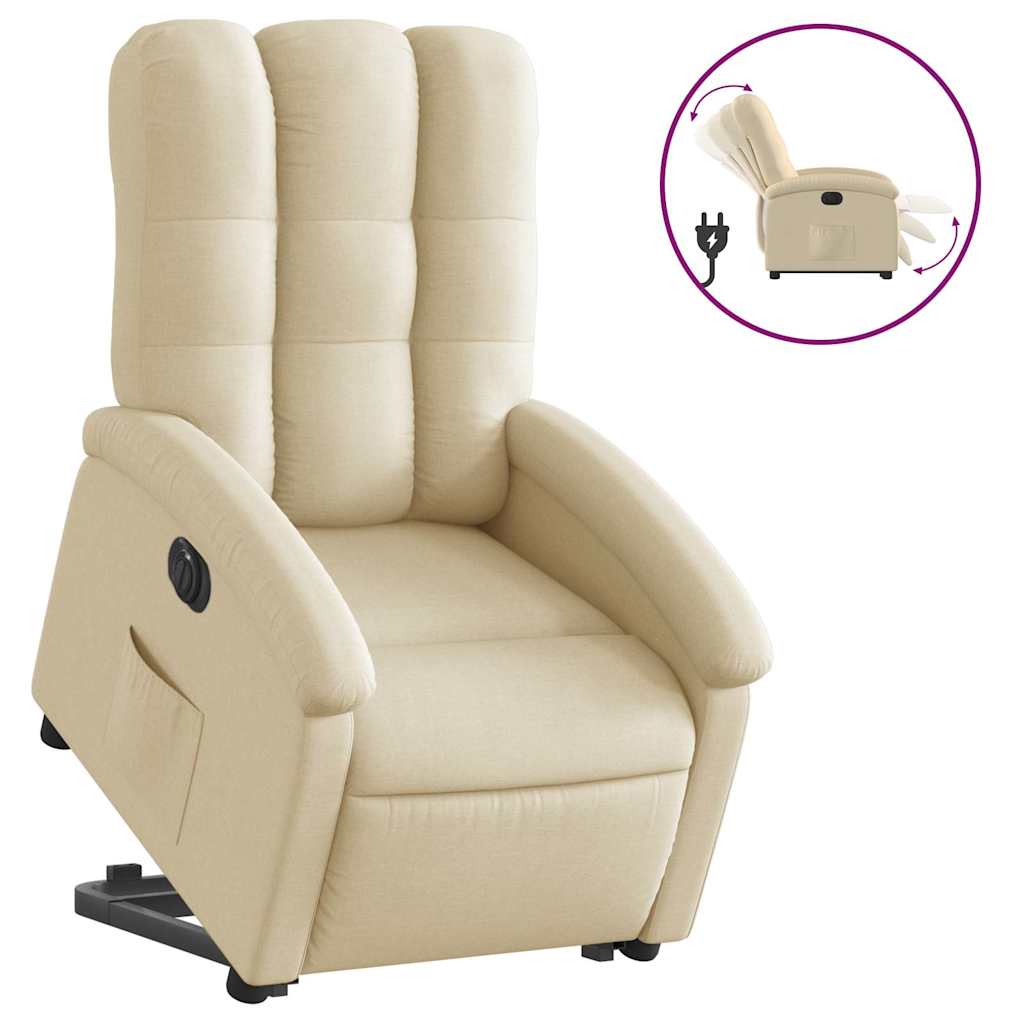 Poltrona reclinável - poltrona relax elétrica tecido cor creme