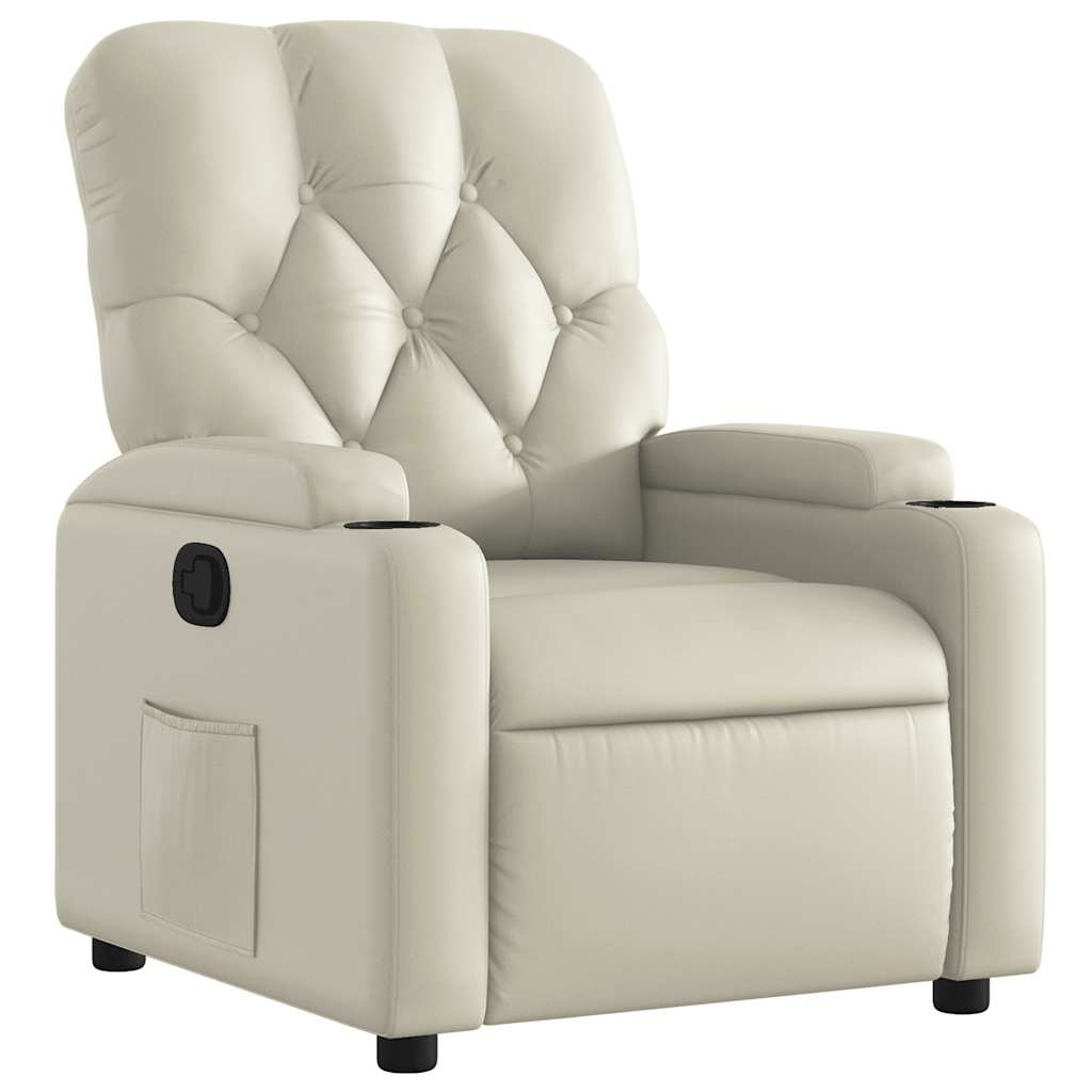 Poltrona reclinável - poltrona relax couro artificial cor creme
