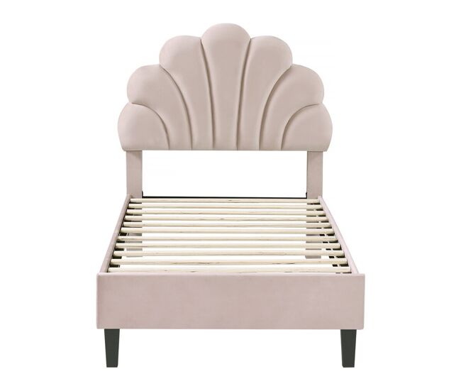 Cama em forma de concha de veludo "manon" - 90 x 190 cm - bege