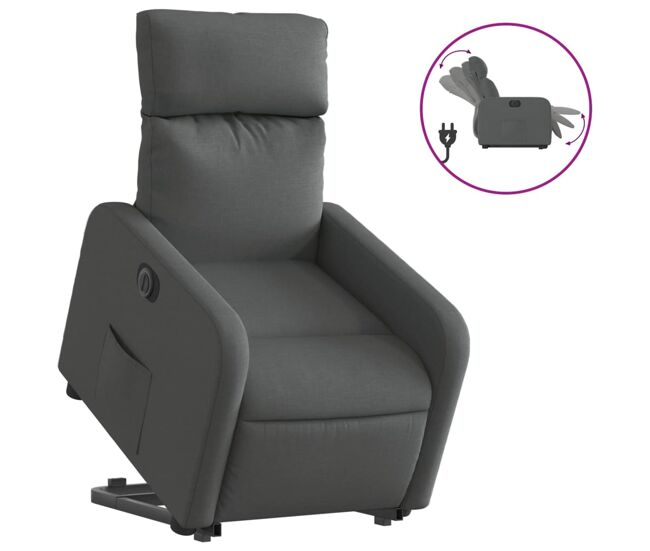 Poltrona reclinável - poltrona relax elétrica tecido cinzento-escuro
