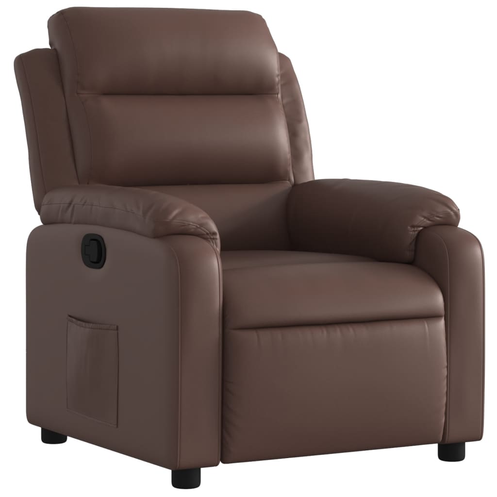 Poltrona reclinável - poltrona relax couro artificial castanho