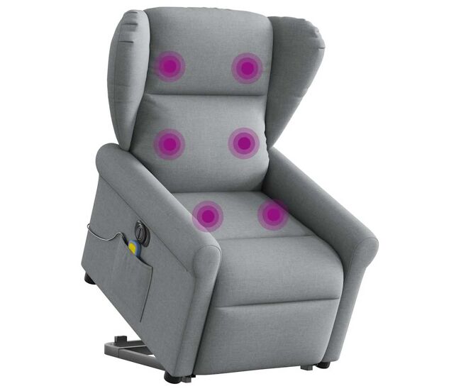 Poltrona elétrica reclinável massagens - poltrona relax tecido cinzento-claro