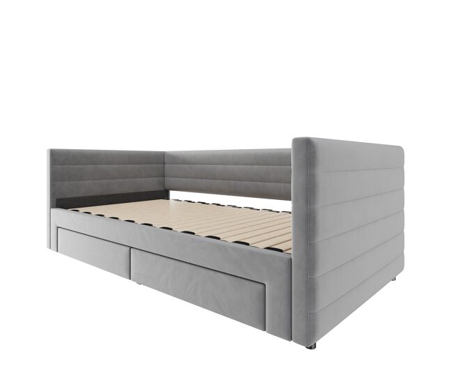 Sofá-cama 90x190 cm - multifuncional, com arrumação, convertível em cama individual/dupla - cinza