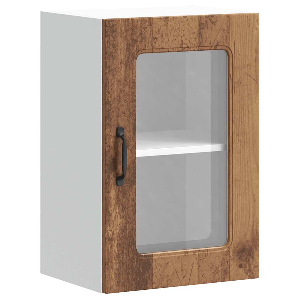 Armário de parede de cozinha - cozinha modular porta vidro madeira velha