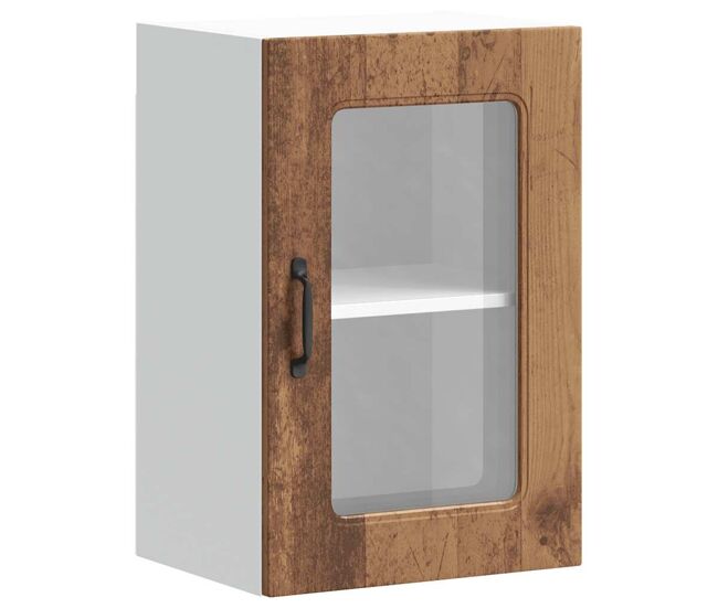 Armário de parede de cozinha - cozinha modular porta vidro madeira velha