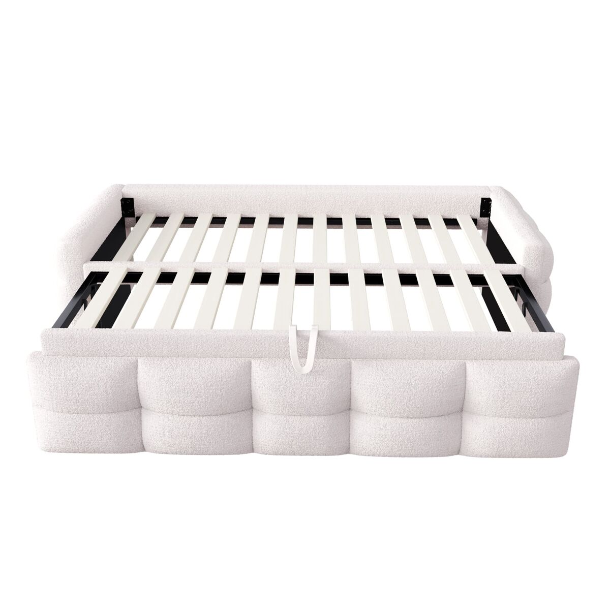 Sofá-cama 90/180x190 cm - puffbett, com estrado de ripas, multifuncional, bege