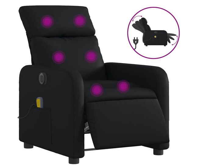 Poltrona massagens reclinável - poltrona relax elétrica couro artificial preto