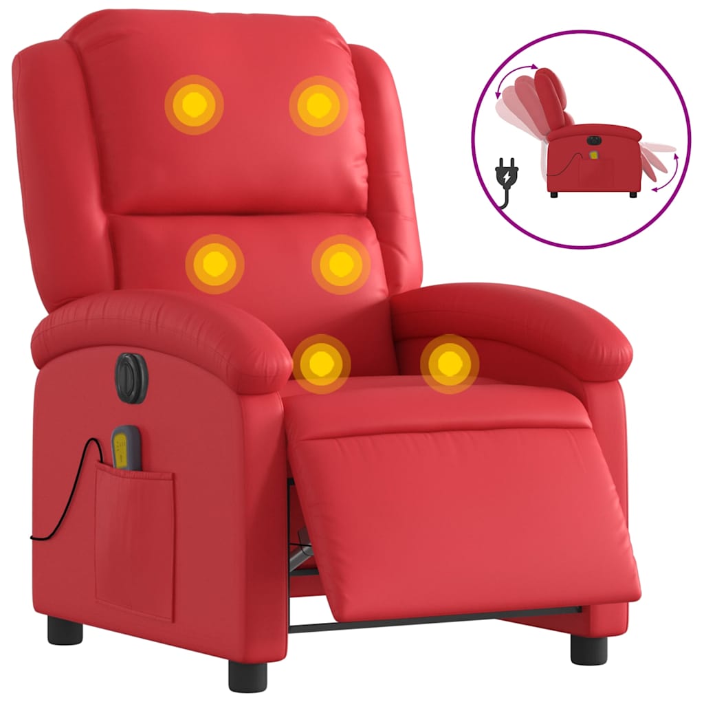 Poltrona massagens reclinável - poltrona relax elétrica couro artif. vermelho