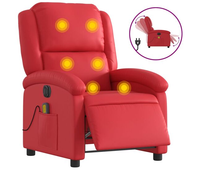 Poltrona massagens reclinável - poltrona relax elétrica couro artif. vermelho