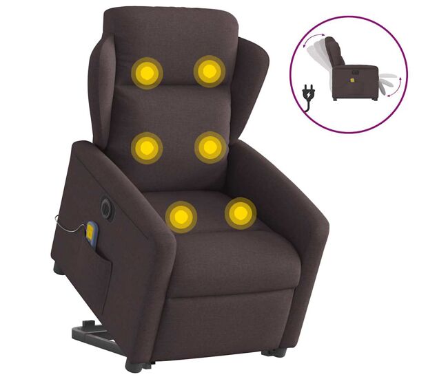 Poltrona elétrica massagens - poltrona relax tecido castanho-escuro