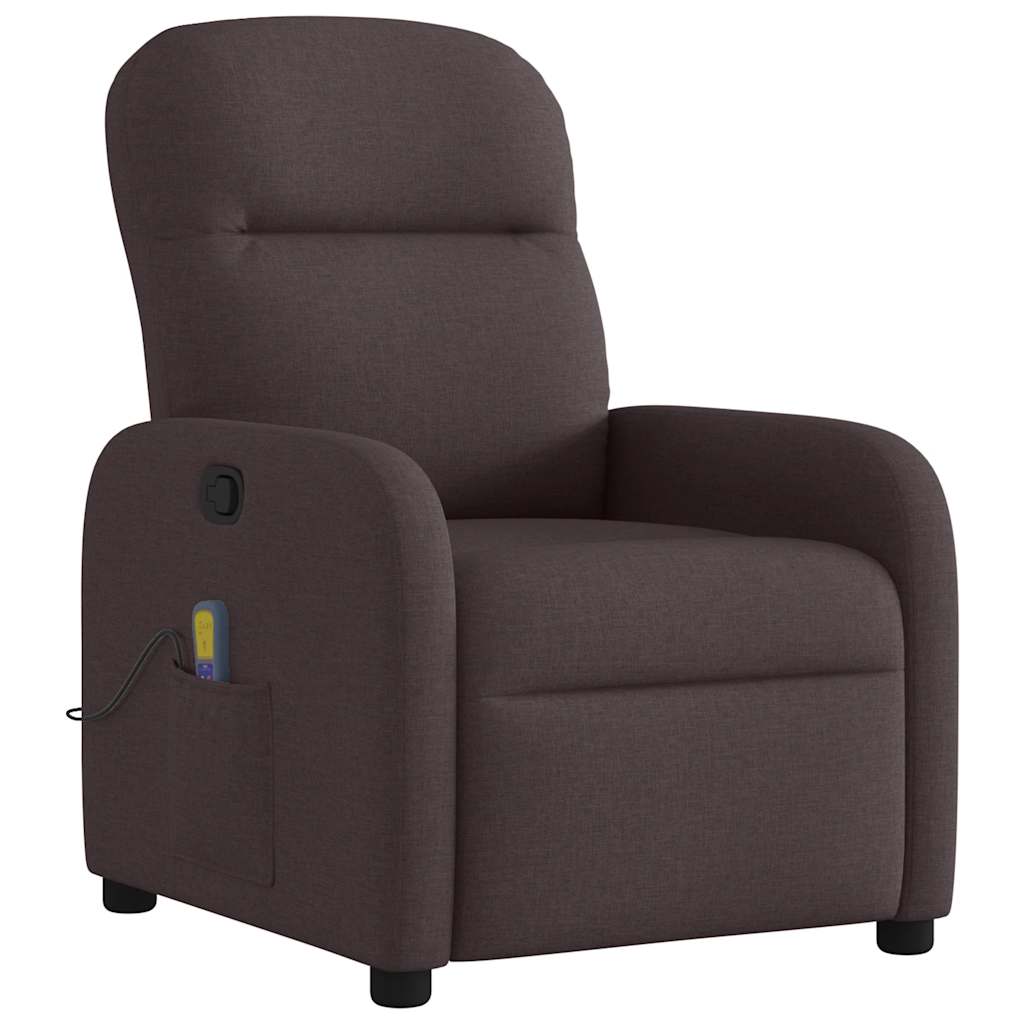 Poltrona de massagens reclinável - poltrona relax tecido castanho-escuro