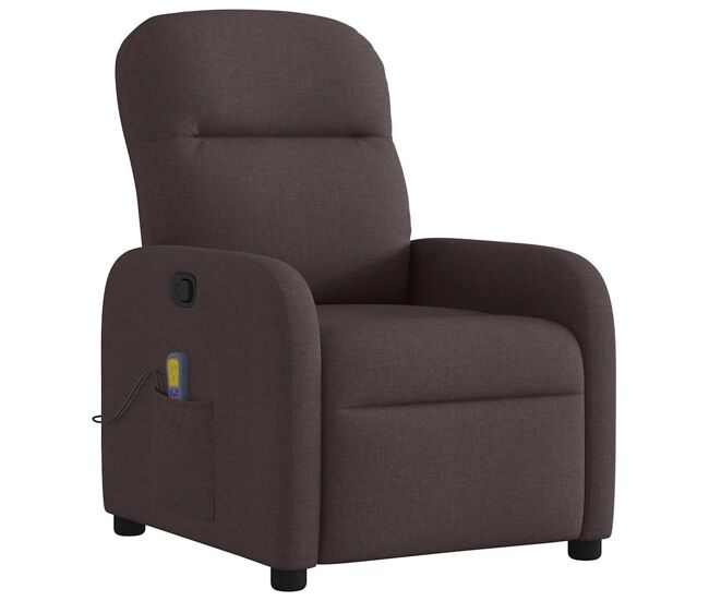 Poltrona de massagens reclinável - poltrona relax tecido castanho-escuro