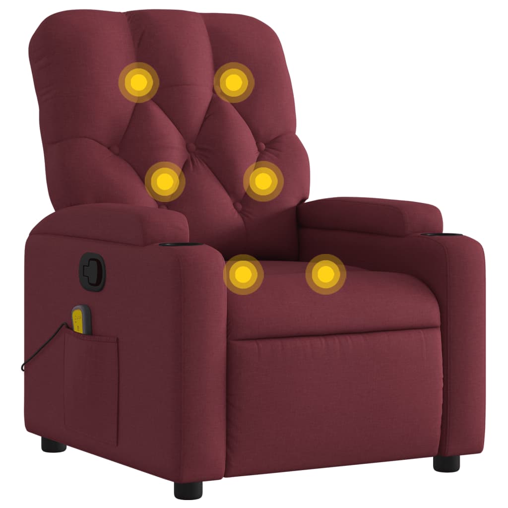 Poltrona de massagens reclinável - poltrona relax tecido vermelho tinto