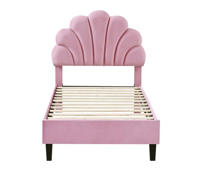 Cama em forma de concha de veludo "manon" - 90 x 190 cm - rosa