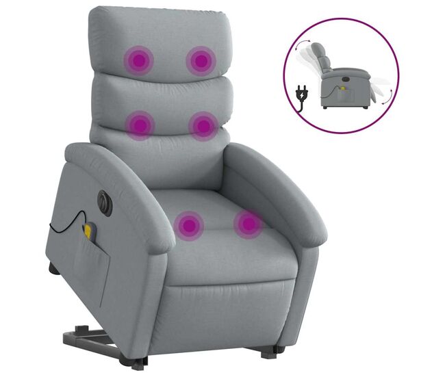Poltrona elétrica reclinável massagens - poltrona relax tecido cinzento-claro