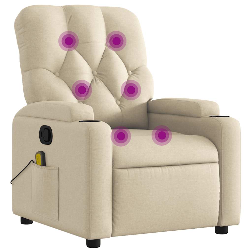 Poltrona de massagens reclinável - poltrona relax tecido cor creme
